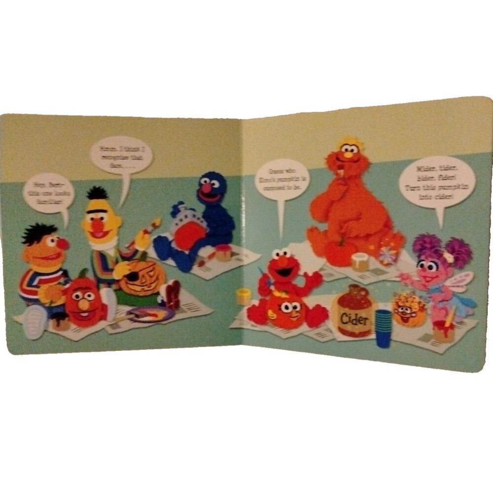 Elmos Monster Mash Sesame Street Board Book Fuzzy Flocked Pumpkins Touch Feel - Picture 4 of 9